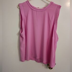 J. Crew Pink Sleeveless Pleated Neck Blouse Size 20